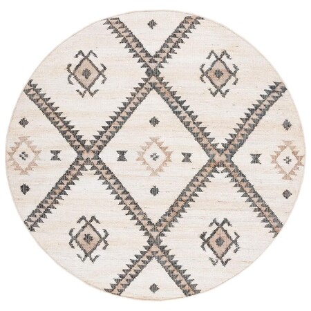 Safavieh 7 x 7 ft. Kilim Flat Weave Round Area Rug; Ivory & Black KLM761A-7R